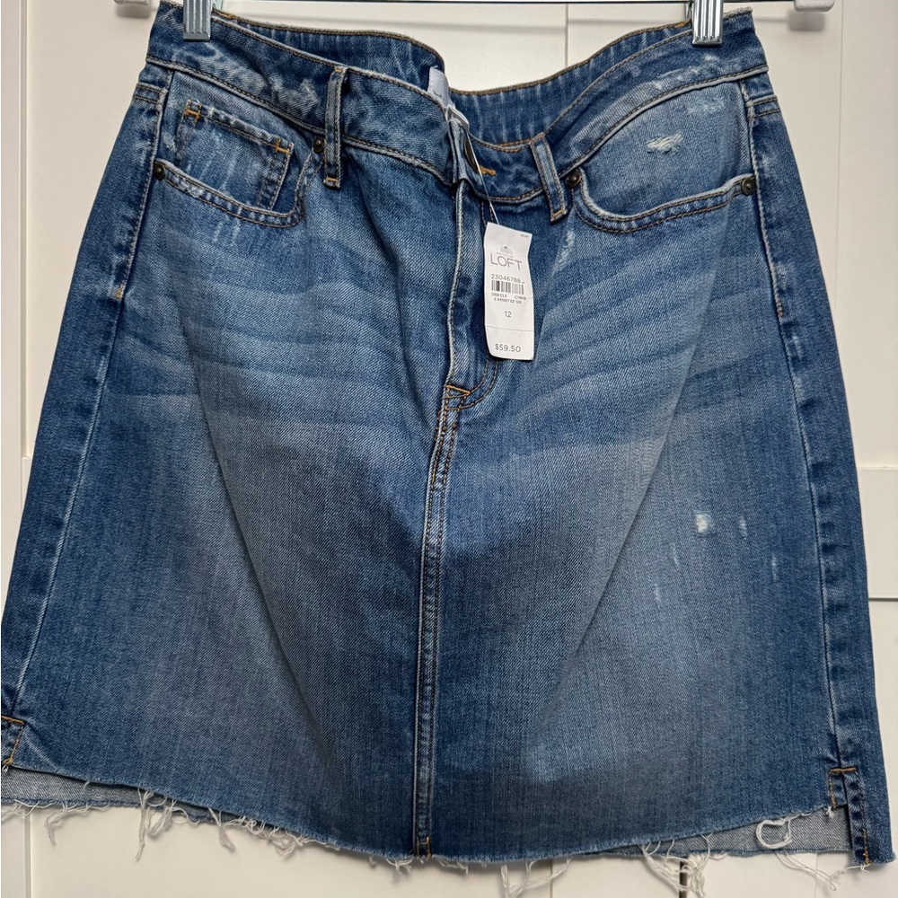 Loft Women's Distressed Blue Denim Skirt